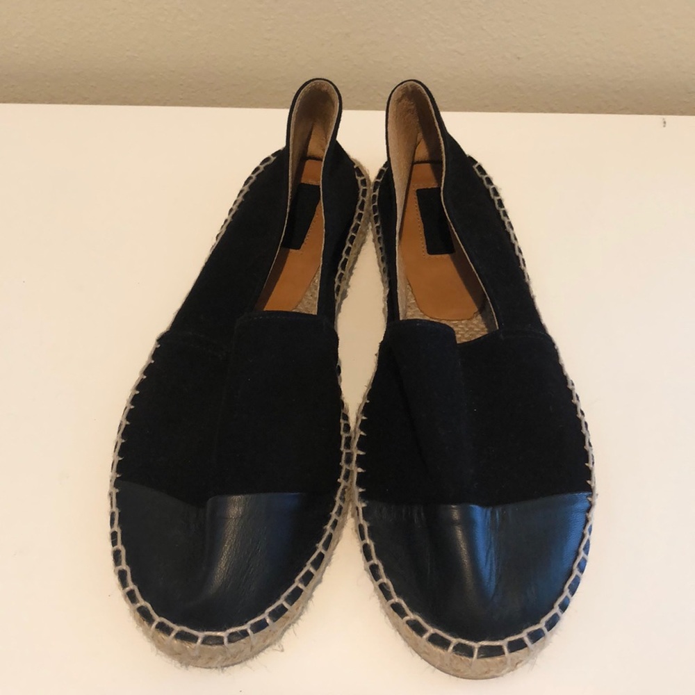 TOPSHOP black leather & Suede Espadrille
